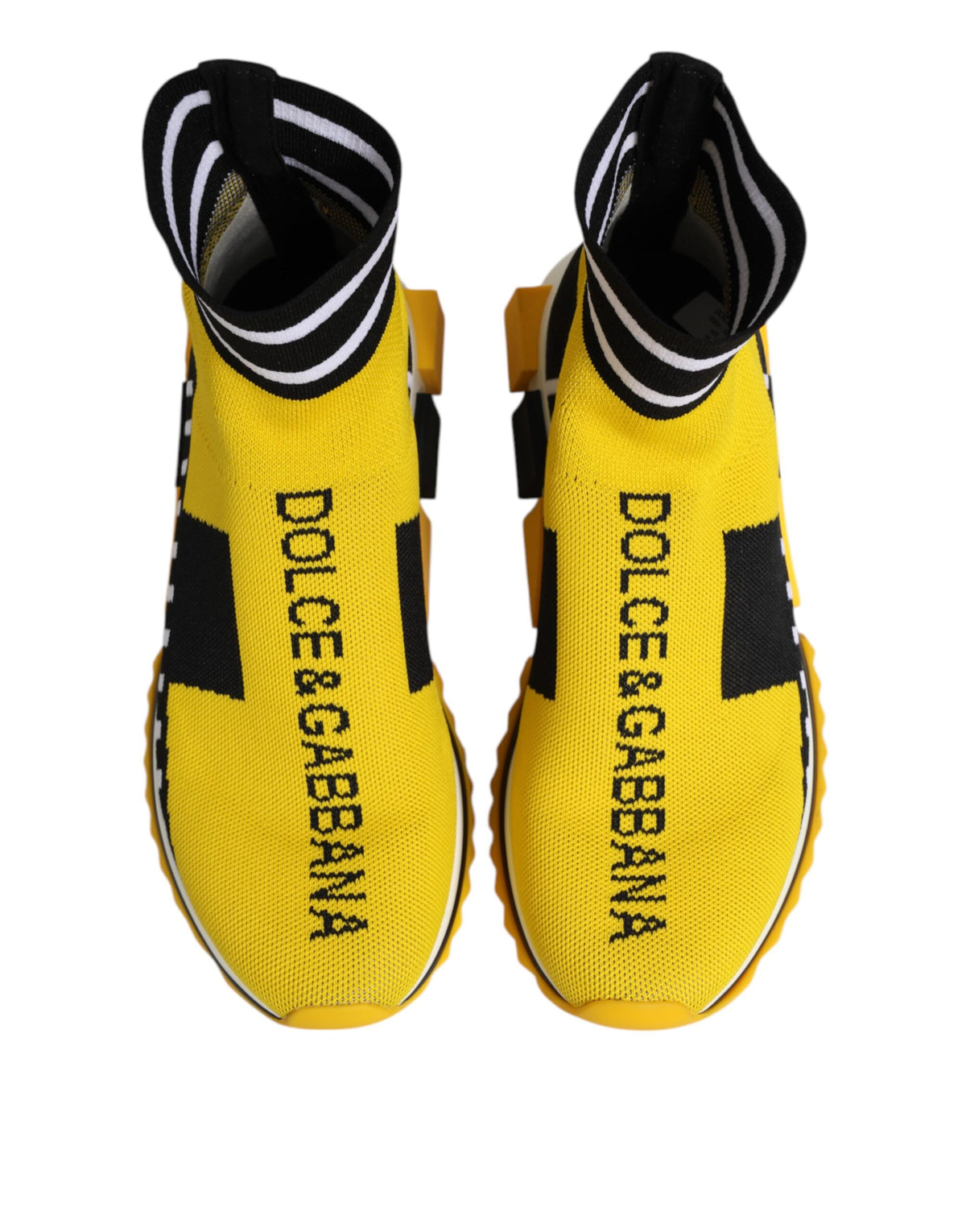 Dolce & Gabbana Yellow Black Sorrento Sock Sneakers Shoes