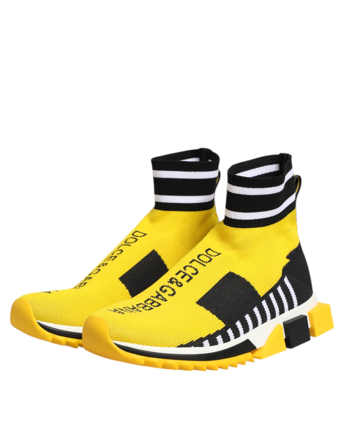 Dolce & Gabbana Yellow Black Sorrento Sock Sneakers Shoes
