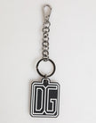 Dolce & Gabbana Schwarz Weiß DG Gummi Logo Silber Männer Schlüsselanhänger Schlüsselanhänger
