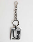 Dolce & Gabbana Schwarz Weiß DG Gummi Logo Silber Herren Schlüsselanhänger