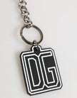 Dolce & Gabbana Schwarz Weiß DG Gummi Logo Silber Männer Schlüsselanhänger Schlüsselanhänger