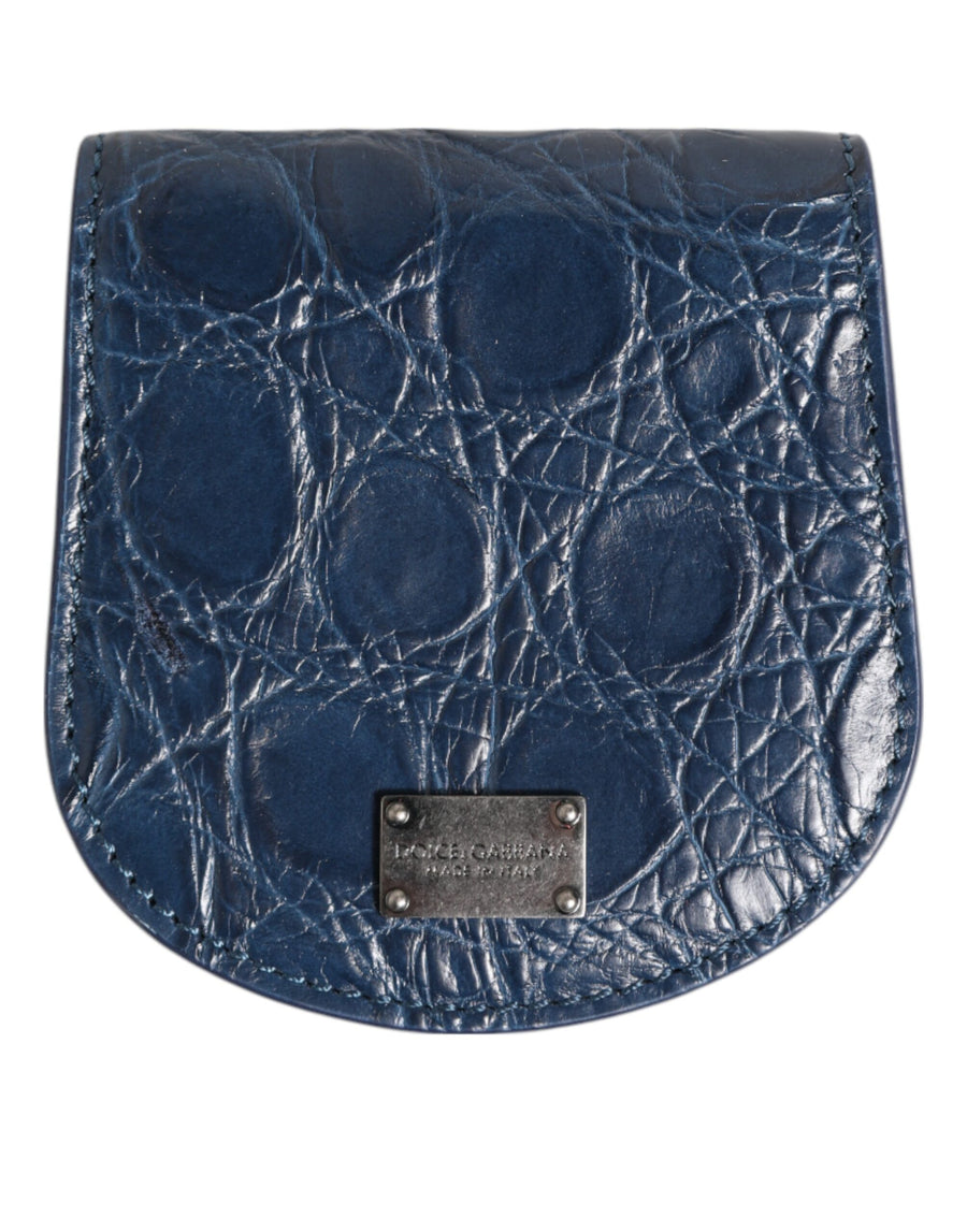 Dolce & Gabbana Blaue exotische Haut Münze Kondom Fall Halter Tasche Brieftasche