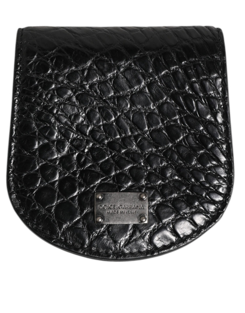Dolce & Gabbana Schwarz Exotische Haut Münze Kondom Fall Halter Tasche Brieftasche
