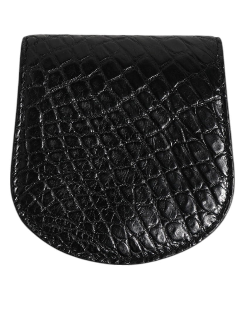 Dolce & Gabbana Schwarz Exotische Haut Münze Kondom Fall Halter Tasche Brieftasche