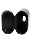 Dolce & Gabbana Schwarzes Leder Logo Druck Flip Halter Männer Airpods Fall