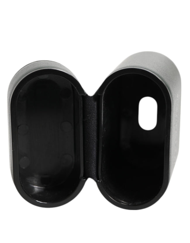 Dolce & Gabbana Schwarzes Leder Logo Druck Flip Halter Männer Airpods Fall