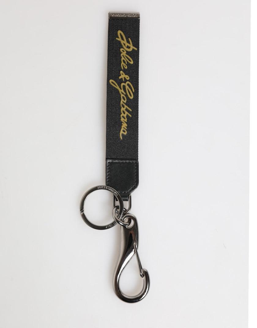 Dolce & Gabbana Schwarz Gelb Polyester DG Logo Silber Schlüsselanhänger Schlüsselanhänger