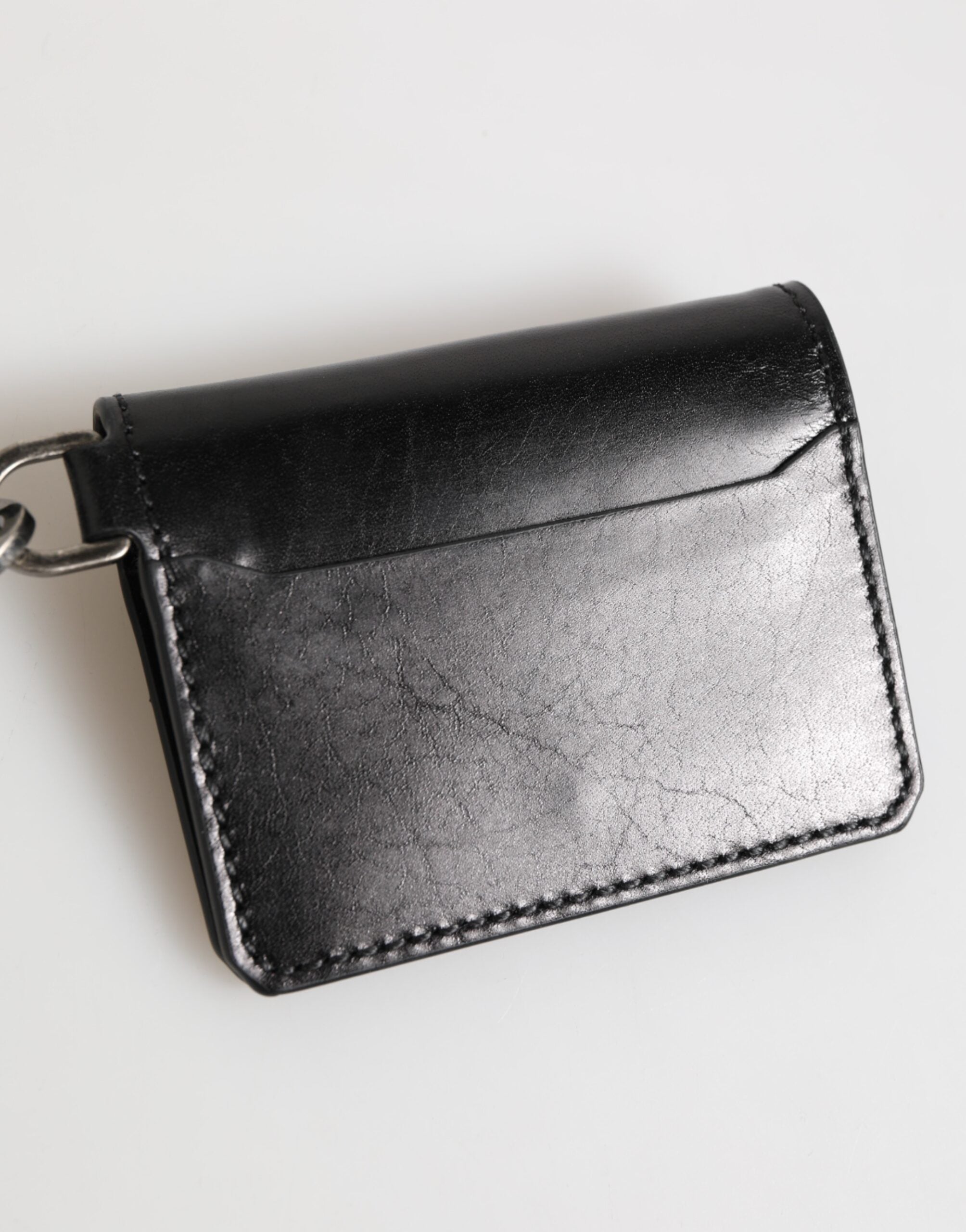 Dolce & Gabbana Brieftasche Schwarzes Leder mit Logo-Prägung Schlüsselanhänger Kartenhalter Brieftasche
