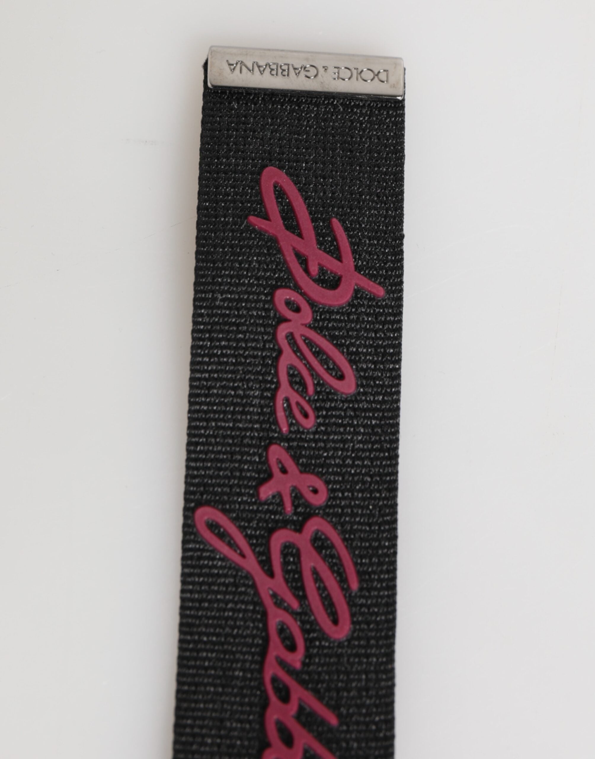 Dolce & Gabbana Schwarz-Burgund Polyester DG Logo Herren Schlüsselanhänger Schlüsselanhänger
