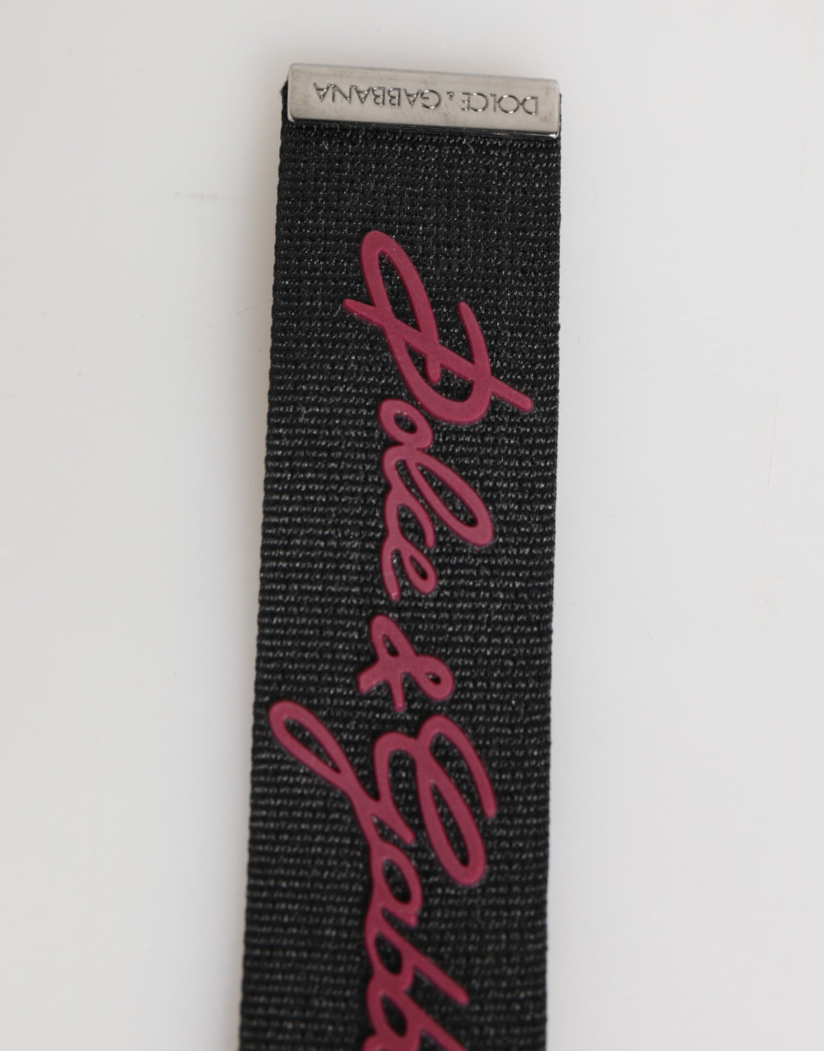 Dolce & Gabbana Schwarz-Burgund Polyester DG Logo Herren Schlüsselanhänger Schlüsselanhänger