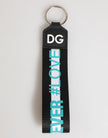 Dolce & Gabbana Mehrfarbiges Logo Polyester-Schlüsselanhänger mit Messing-Halter