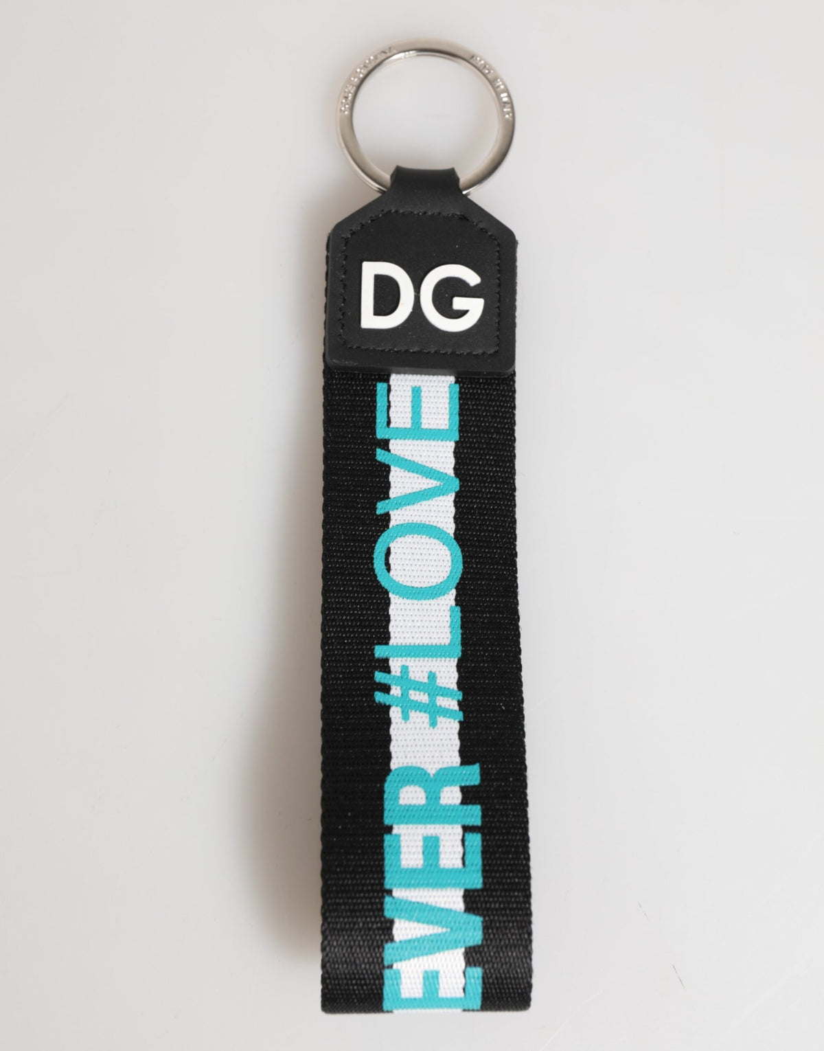 Dolce & Gabbana Mehrfarbiges Logo Polyester-Schlüsselanhänger mit Messing-Halter