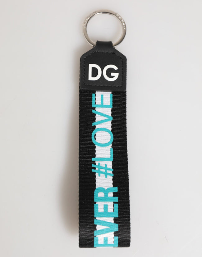 Dolce & Gabbana Mehrfarbiges Logo Polyester-Schlüsselanhänger mit Messing-Halter
