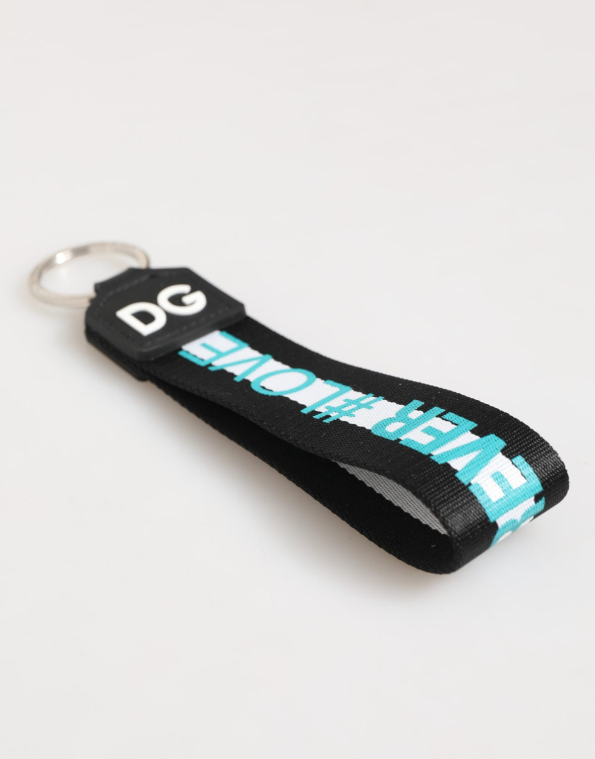 Dolce & Gabbana Mehrfarbiges Logo Polyester-Schlüsselanhänger mit Messing-Halter