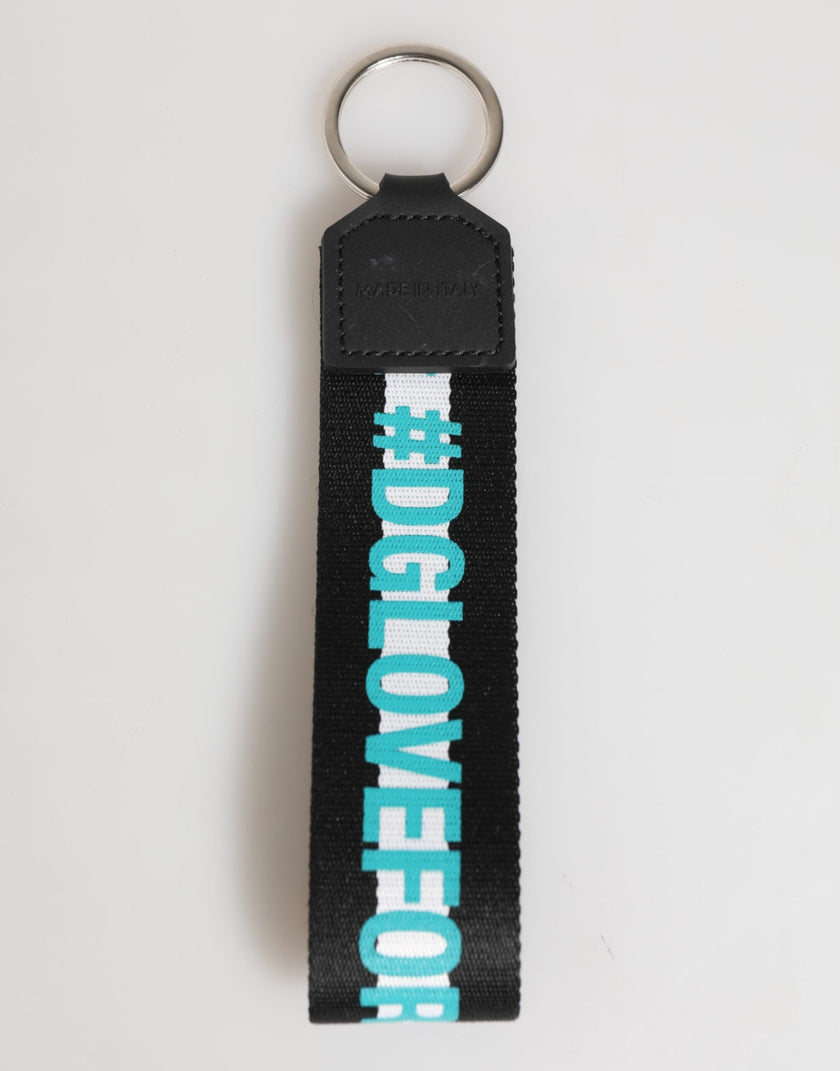 Dolce & Gabbana Mehrfarbiges Logo Polyester-Schlüsselanhänger mit Messing-Halter