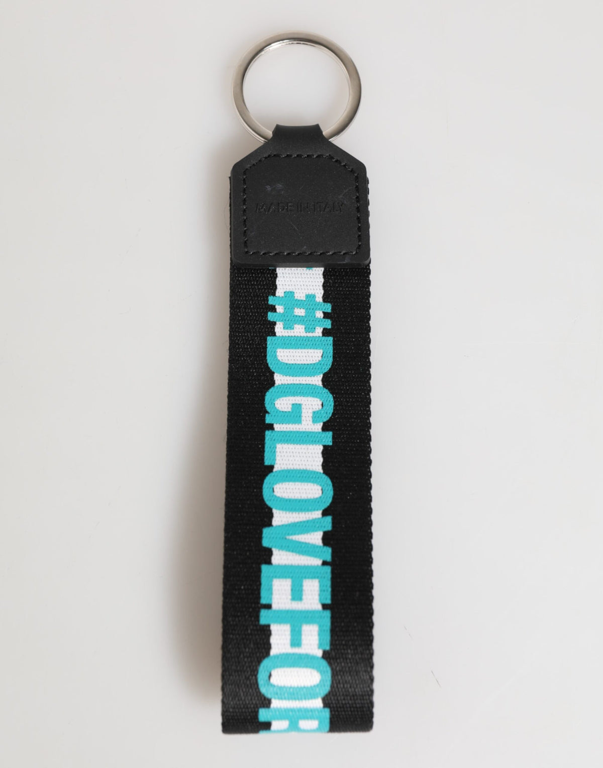Dolce & Gabbana Mehrfarbiges Logo Polyester-Schlüsselanhänger mit Messing-Halter