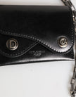 Dolce & Gabbana Schwarzes Cavallo Leder Portemonnaie Kette Snap Bifold Card Holder