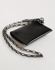Dolce & Gabbana Schwarzes Cavallo Leder Portemonnaie Kette Snap Bifold Card Holder