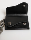 Dolce & Gabbana Schwarzes Cavallo Leder Portemonnaie Kette Snap Bifold Card Holder