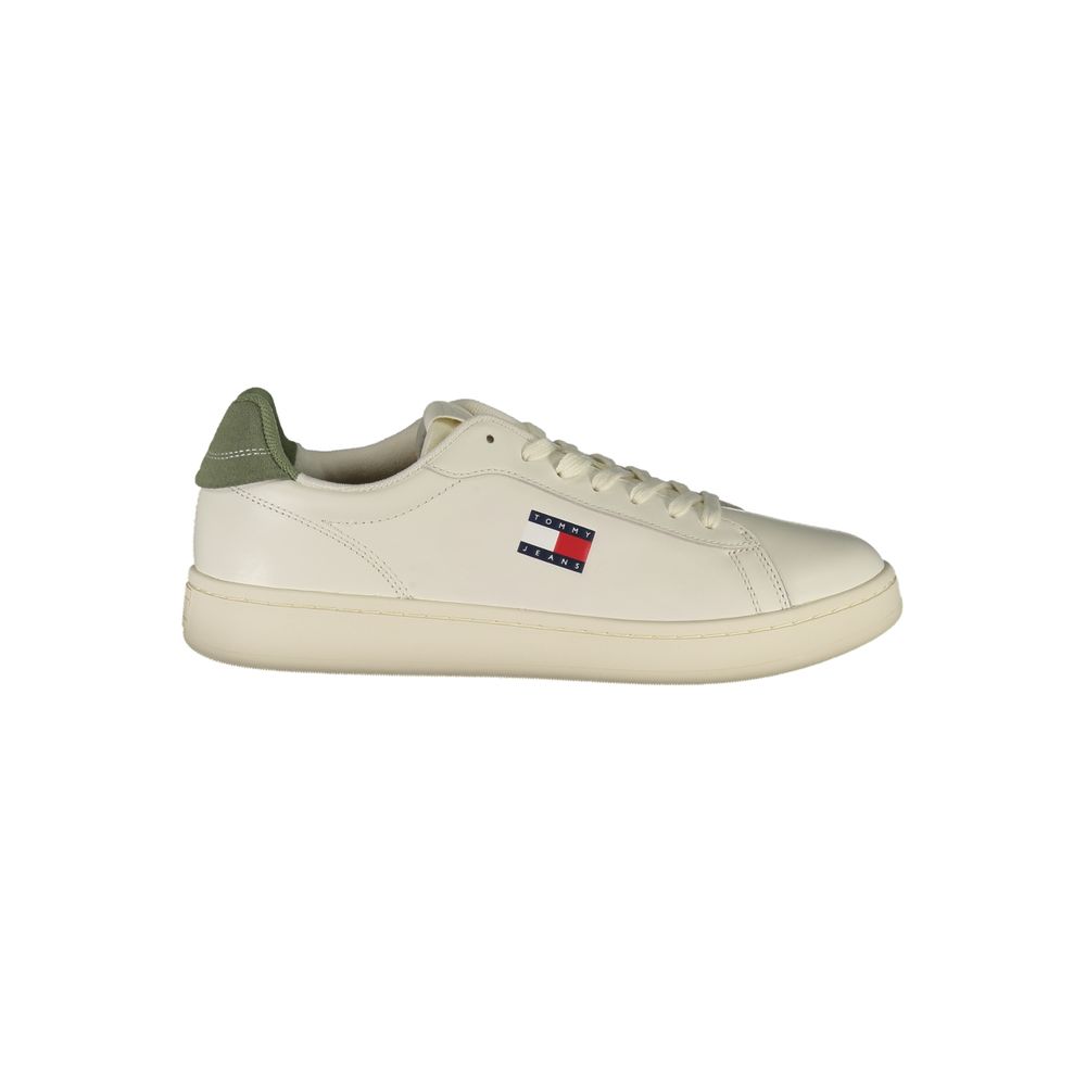Tommy Hilfiger White Polyurethane Men's Sneakers