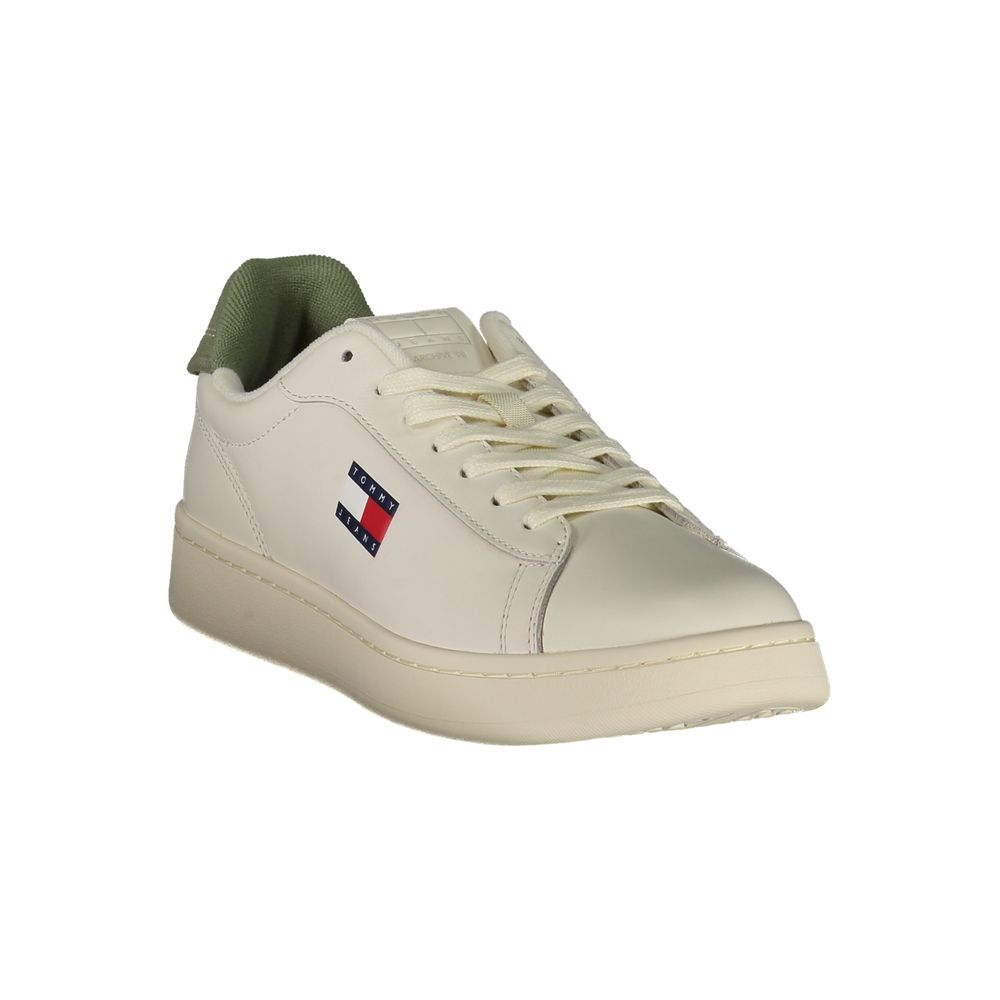 Tommy Hilfiger White Polyurethane Men's Sneakers