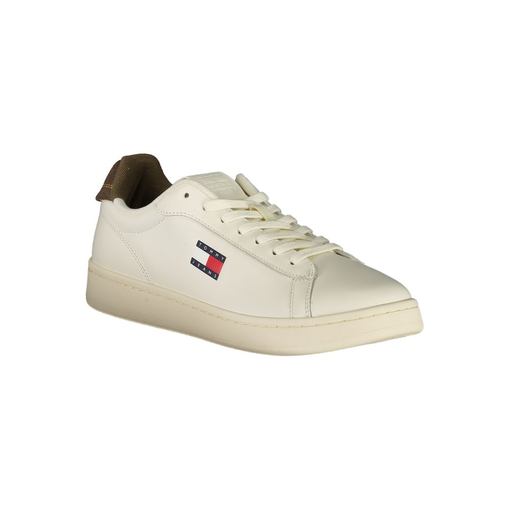 Tommy Hilfiger White Polyurethane Men's Sneakers