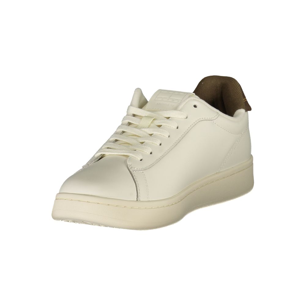 Tommy Hilfiger White Polyurethane Men's Sneakers