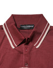 Dolce & Gabbana Gestreiftes DG Logo-Polo-T-Shirt aus Baumwolle in Burgund