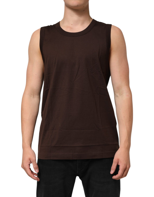 Dolce & Gabbana Braun Baumwolle ärmellose Unterwäsche Herren Tank Top