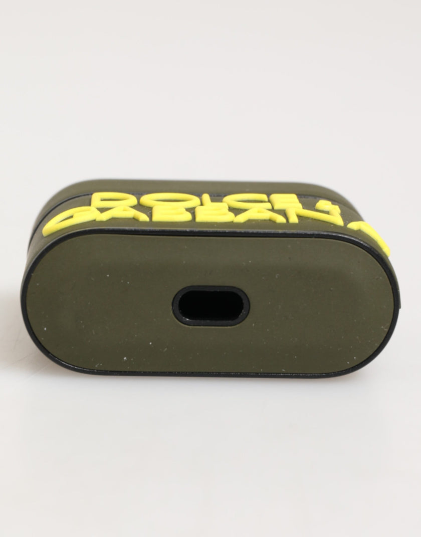 Dolce & Gabbana Armee-Grün Gummi Logo Prägung Zubehör Airpods Hülle