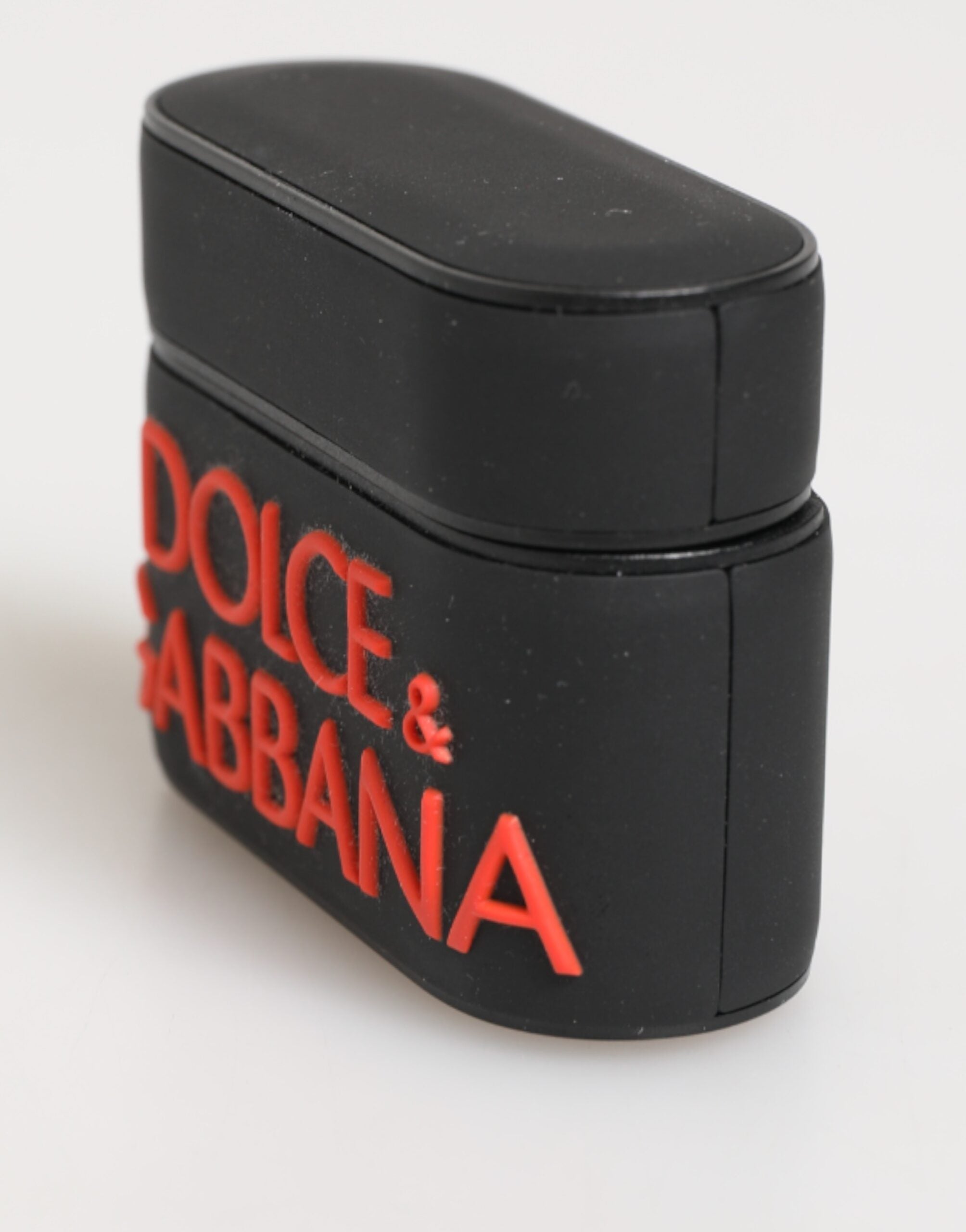 Dolce & Gabbana Schwarz Orange Gummi Logo Prägung Zubehör AirPods Hülle