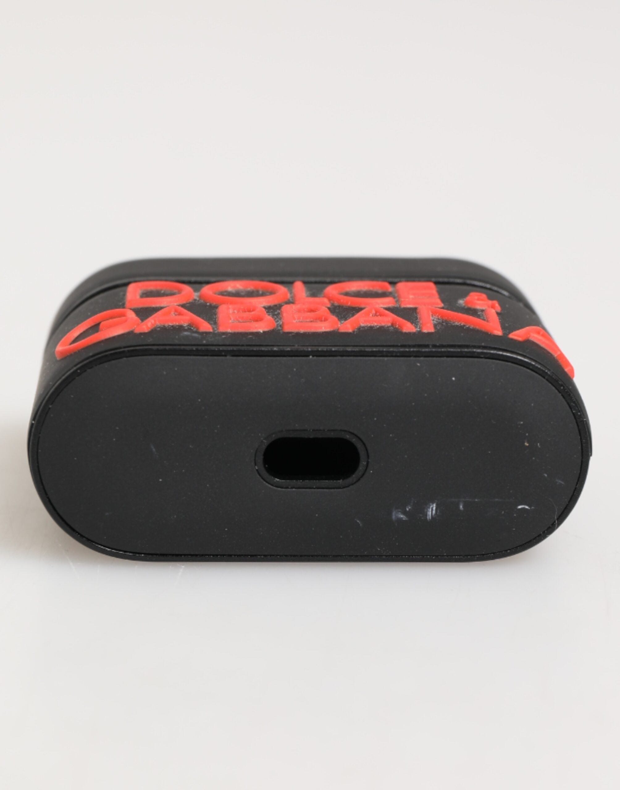 Dolce & Gabbana Schwarz Orange Gummi Logo Prägung Zubehör AirPods Hülle