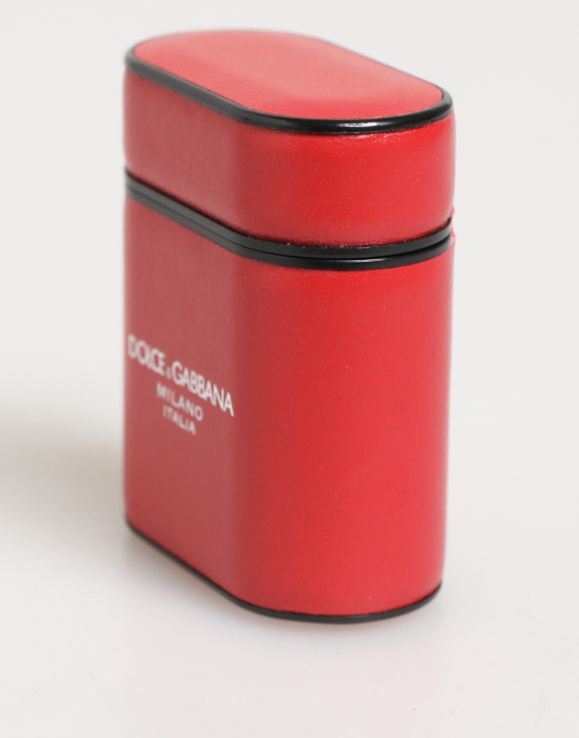 Dolce & Gabbana Rot Weiß Kalbsleder Logo Flip Halter AirPods Etui