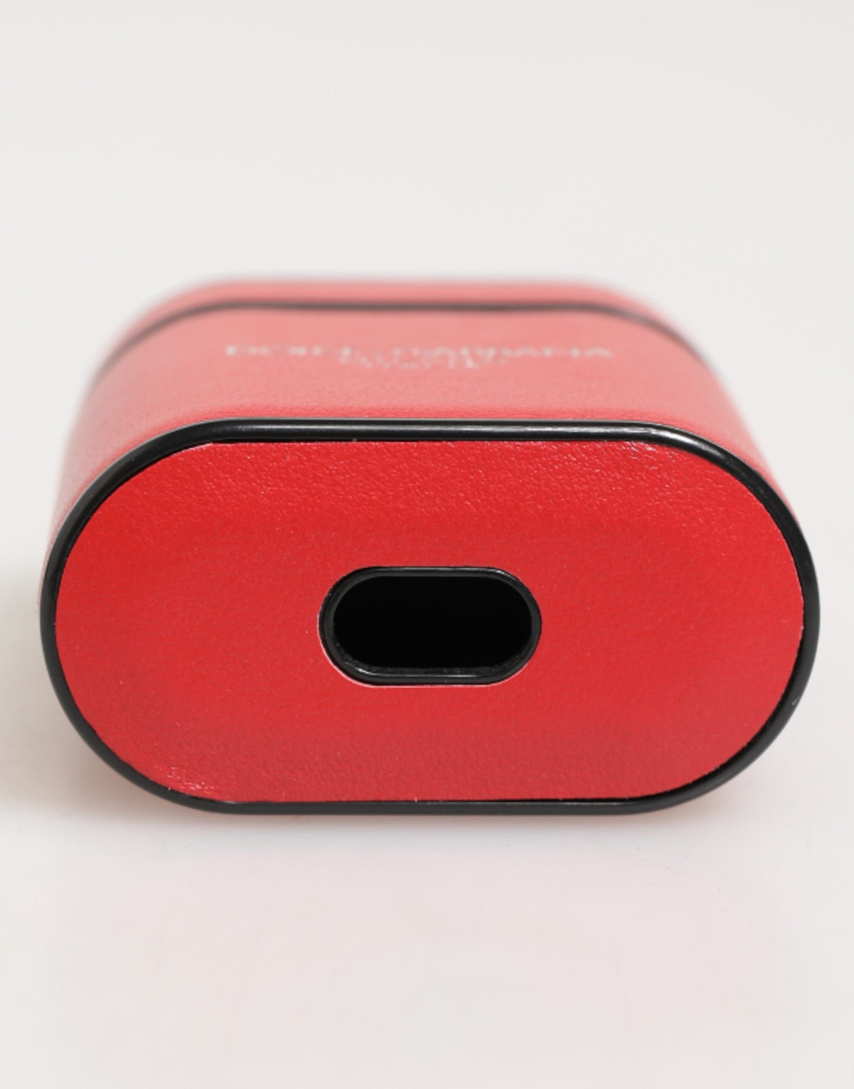 Dolce & Gabbana Red White Calfskin Logo Flip Holder Airpods Case