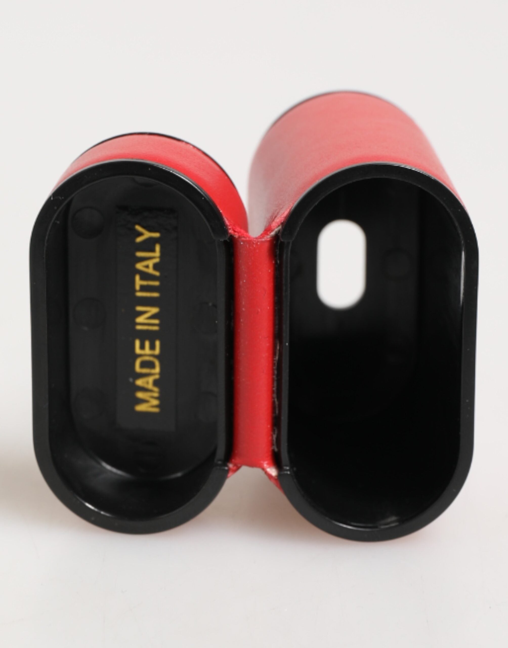 Dolce & Gabbana Rot Weiß Kalbsleder Logo Flip Halter AirPods Etui