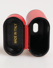 Dolce & Gabbana Rot Weiß Kalbsleder Logo Flip Halter AirPods Etui