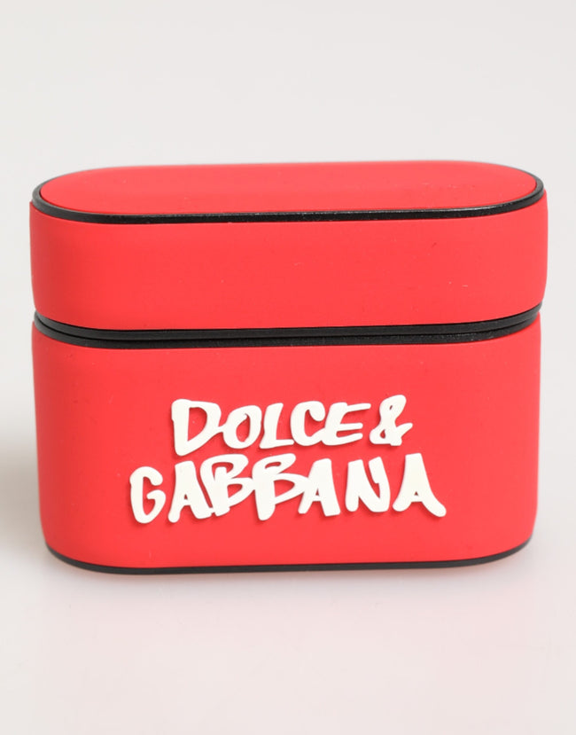 Dolce & Gabbana Rotes PVC DG Logo geprägte Herren Flip Case Airpods Hülle