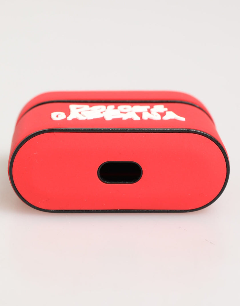Dolce & Gabbana Rotes PVC DG Logo geprägte Herren Flip Case Airpods Hülle