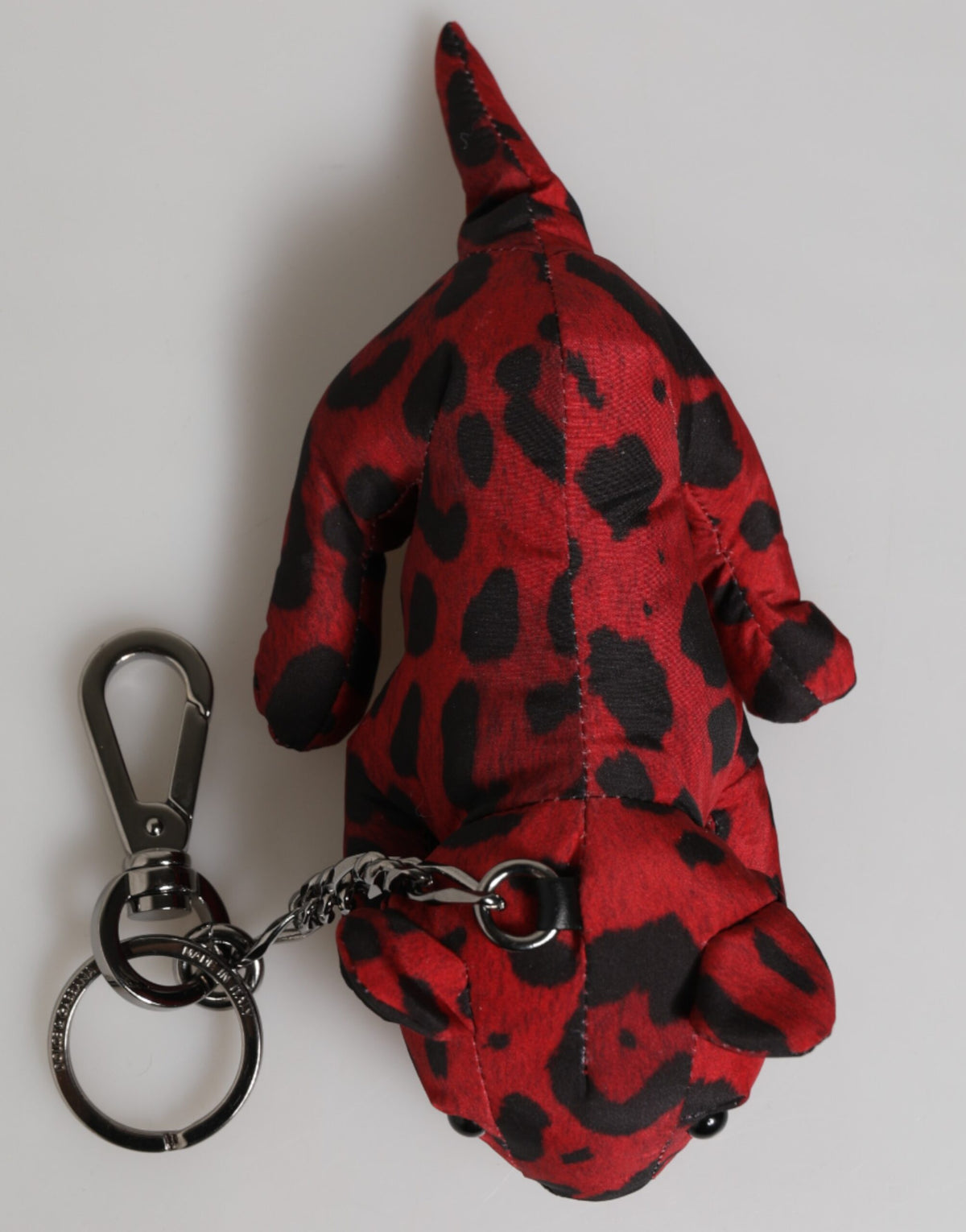 Dolce & Gabbana Red Black Polyester Animal Silhouette Bag Charm Keychain Key Ring