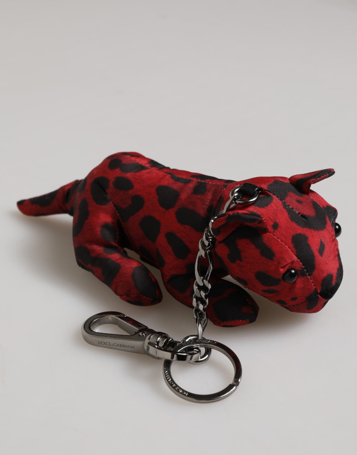 Dolce & Gabbana Red Black Polyester Animal Silhouette Bag Charm Keychain Key Ring