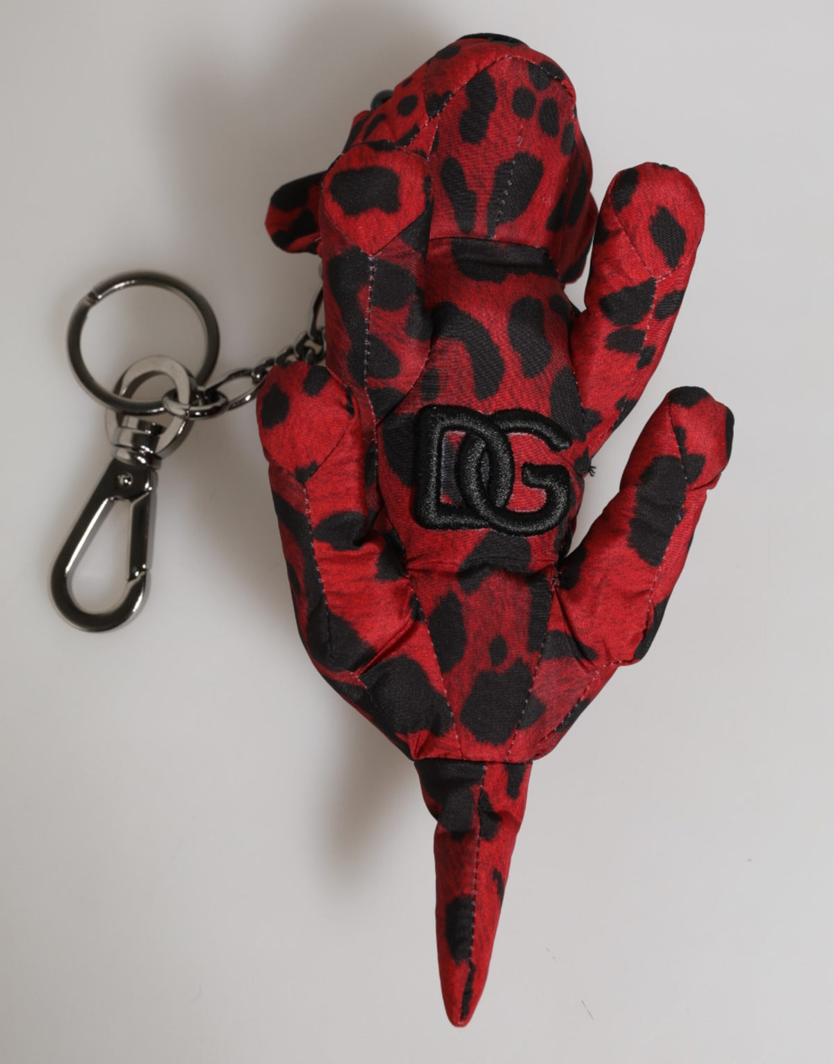 Dolce & Gabbana Red Black Polyester Animal Silhouette Bag Charm Keychain Key Ring