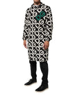 Dolce & Gabbana Schwarzer Weißer Logo Print Mantel mit Kapuze Männer Jacke