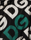 Dolce & Gabbana Schwarzer Weißer Logo Print Mantel mit Kapuze Männer Jacke