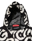 Dolce & Gabbana Schwarzer Weißer Logo Print Mantel mit Kapuze Männer Jacke