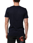 Dolce & Gabbana Dunkelblaues Baumwoll-T-Shirt mit DG-Logo-Aufdruck für Herren