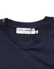 Dolce & Gabbana Dunkelblaues Baumwoll-T-Shirt mit DG-Logo-Aufdruck für Herren