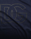 Dolce & Gabbana Dunkelblaues Baumwoll-T-Shirt mit DG-Logo-Aufdruck für Herren