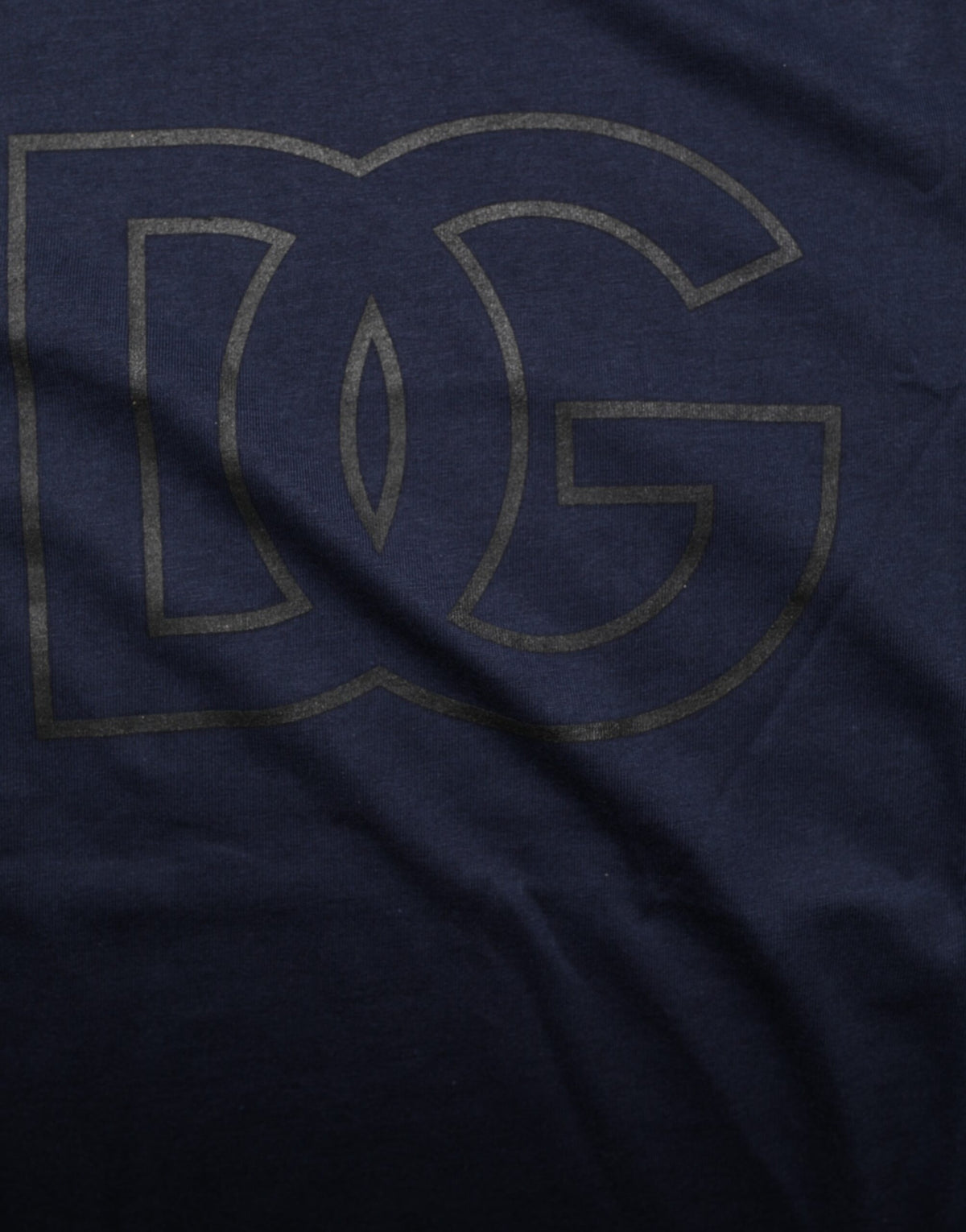 Dolce & Gabbana Men's Dark Blue Cotton T-Shirt with DG Logo Print