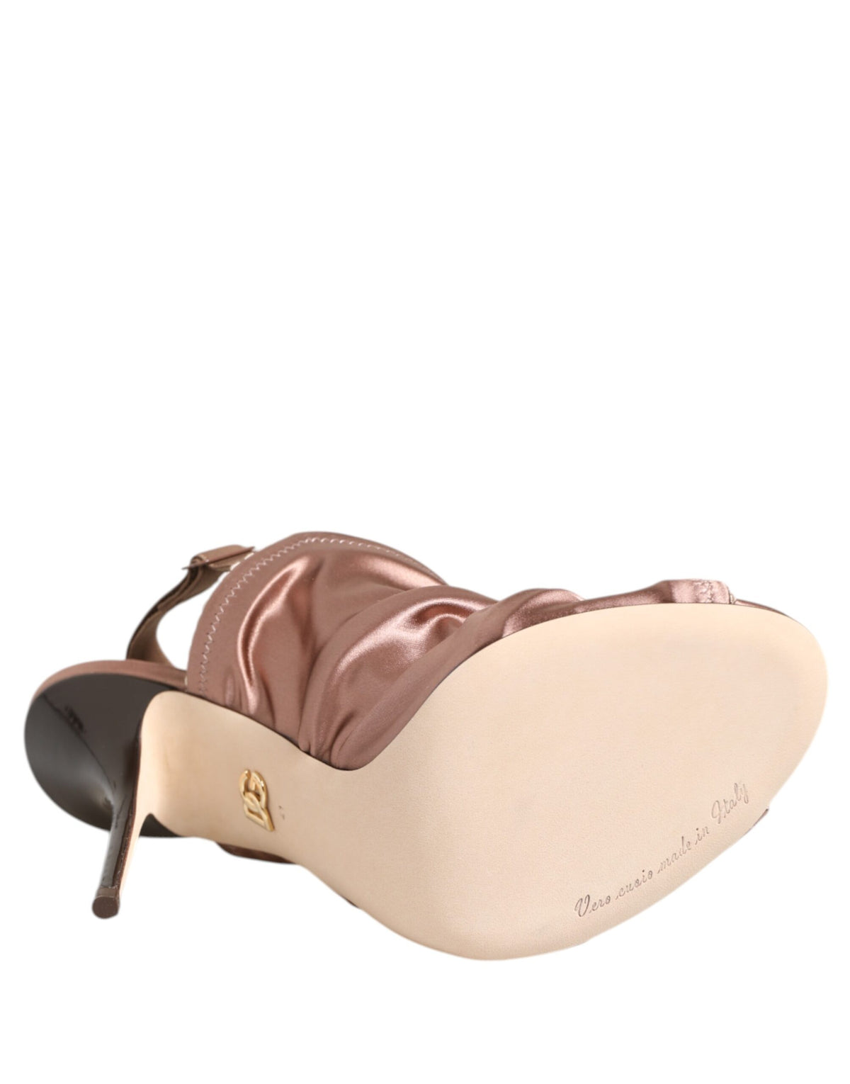 Dolce & Gabbana Bronze Satin gerüscht Slingback Sandalen Schuhe