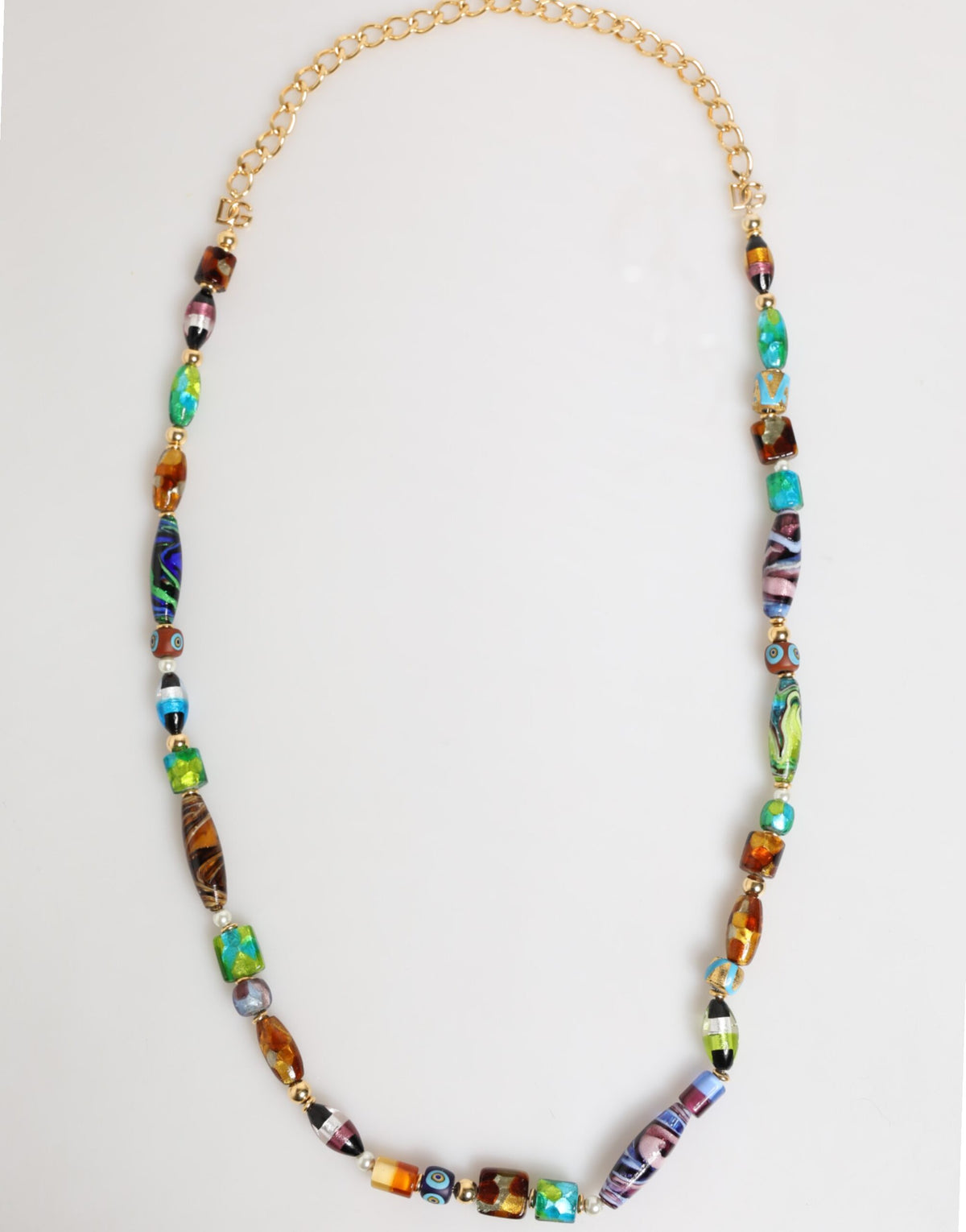 Dolce & Gabbana Multicolor Murano Glass Beads Brass Women's Jewelry Necklace